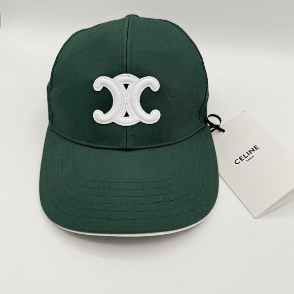 NWT Authentic Celine Triomphe Green Adjustable Baseball Cap - Picture 1 of 10